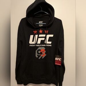 UFC Black Hoodie with White Logo and Red Accents